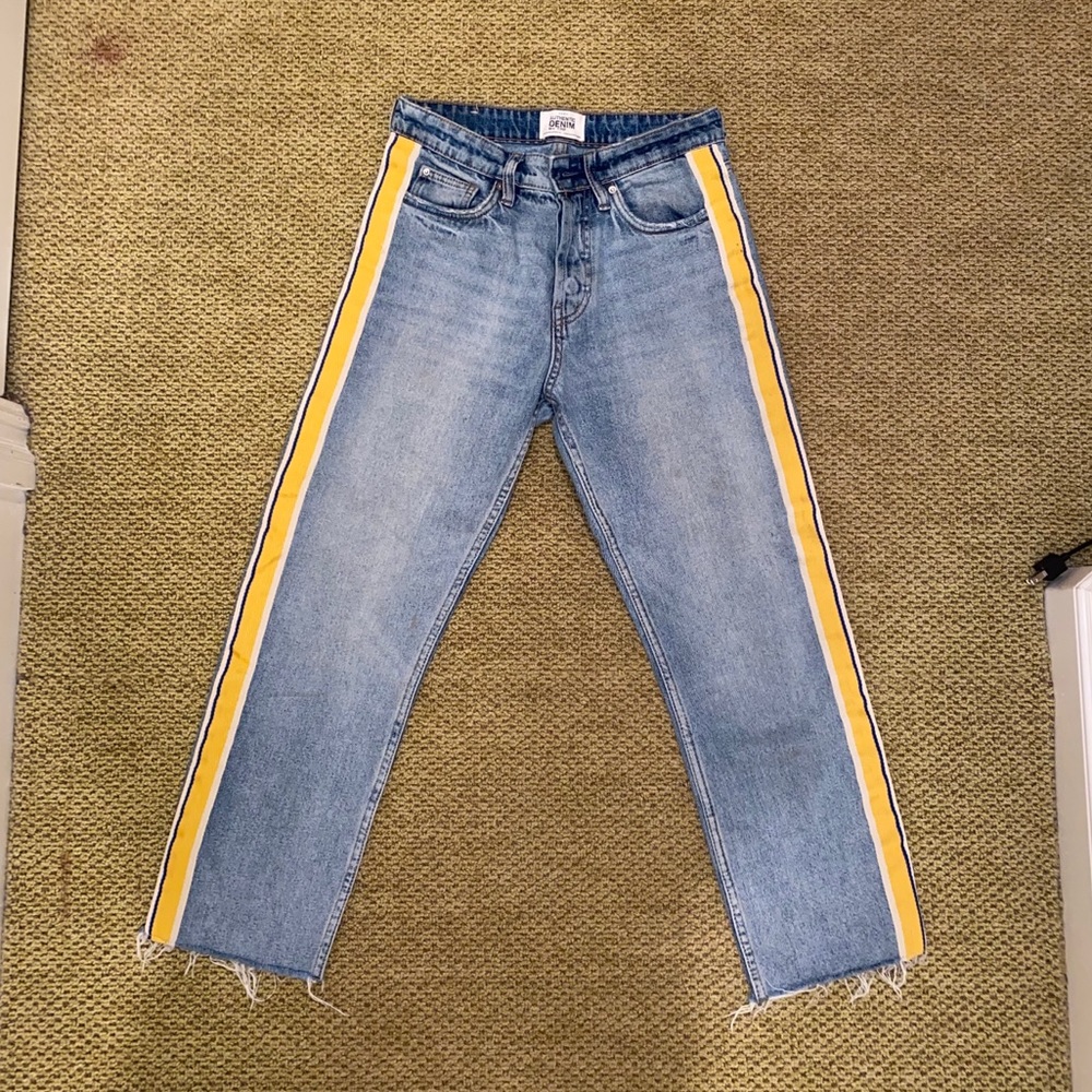 Zara Authentic Denim yellow striped jeans
